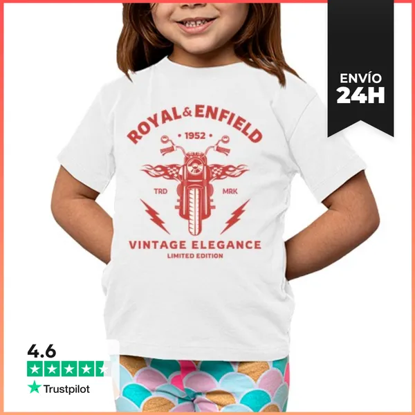 Camiseta Clásica Para Niños Royal Enfield 1952 Vintage Elegance -