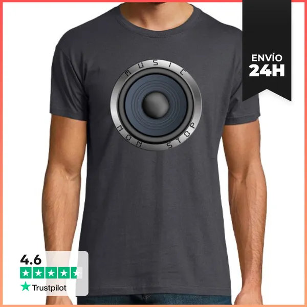 Camiseta Hombre Clásica Music Non Stop - A LaTostadora