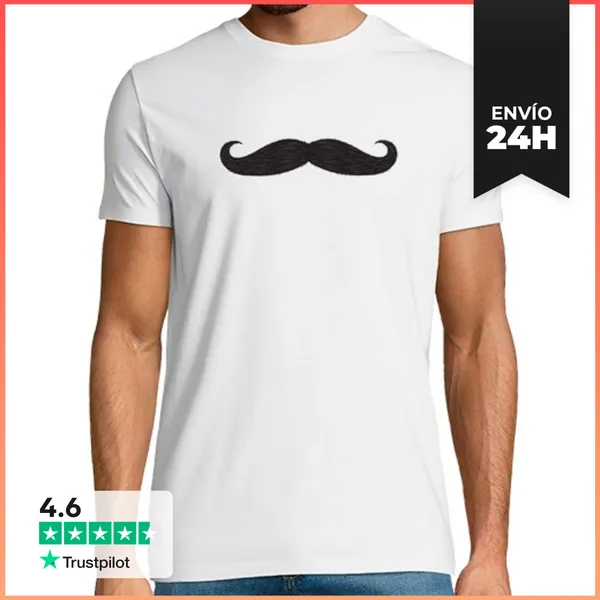 Camiseta Hombre Clásica Moustache Men Hipster LaTostadora