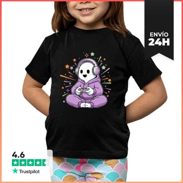 Camiseta Clásica Para Niños Halloween Gamer Dibujo Animado