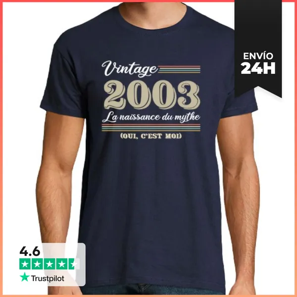Camiseta Hombre Clásica 2003 Año De Nacimiento Y Divertido Rega