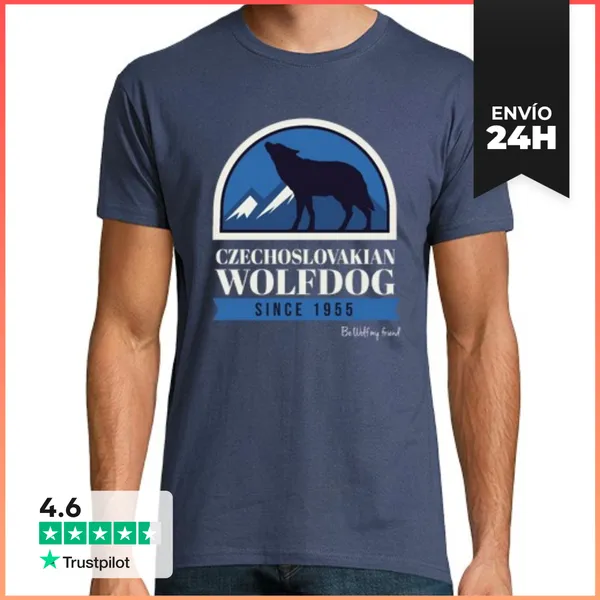 Camiseta Hombre Clásica Perro Lobo Checoslovaco Insignia I M/c