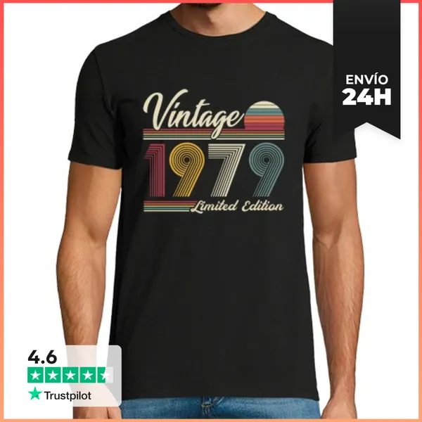 Camiseta Hombre Clásica 1979 Vintage Retro Regalo Cumpleaños