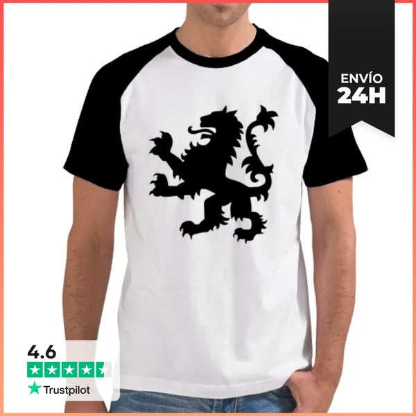 Camiseta Hombre, Estilo Béisbol Heráldica León LaTostadora