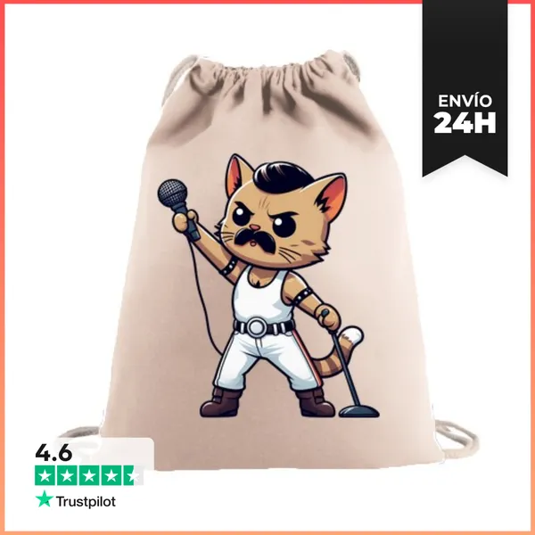Mochila Saco Con Cuerdas GATITO FREDDIE MERCURY QUEEN LaTostadora