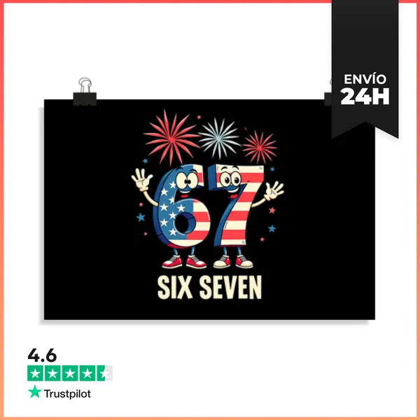 Póster Horizontal Bandera De EE UU 67 Memes Seis Siete