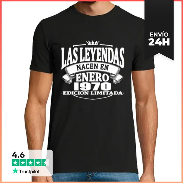 Camiseta Hombre Clásica Las Leyendas Nacen En Enero 1970