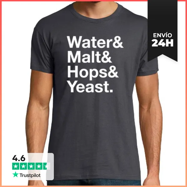 Camiseta Hombre Clásica Water&Malt&Hops&Yeast LaTostadora