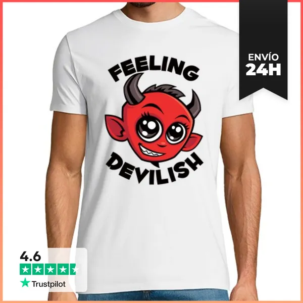 Camiseta Hombre Clásica Sentirse Diabólico Lindo Y Sonriente Di