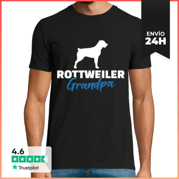 Camiseta Hombre Clásica Abuelo Rottweiler LaTostadora
