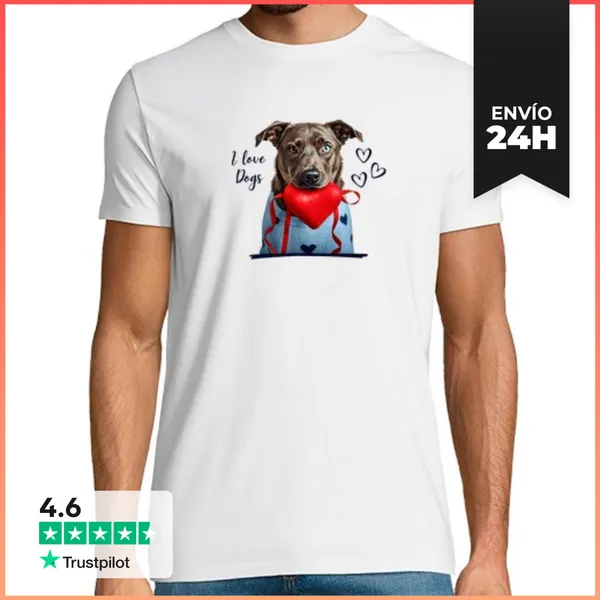 Camiseta Hombre Clásica I LOVE DOGS LaTostadora