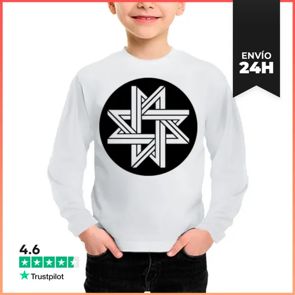 Camiseta Manga Larga Para Niños Estrella De Geometría Imposible