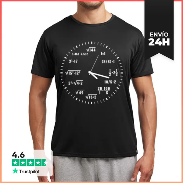 Camiseta Deportiva Hombre Reloj Matemáticas Profesor Regalo Friki
