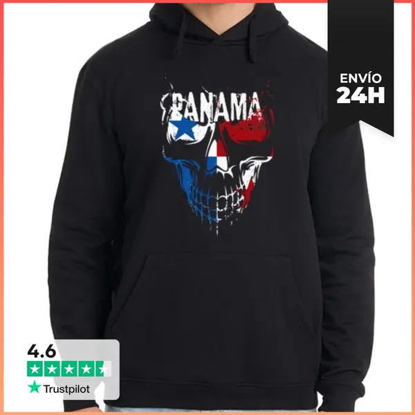 Sudadera Unisex Con Capucha Calavera Panamá, Bandera Panamá