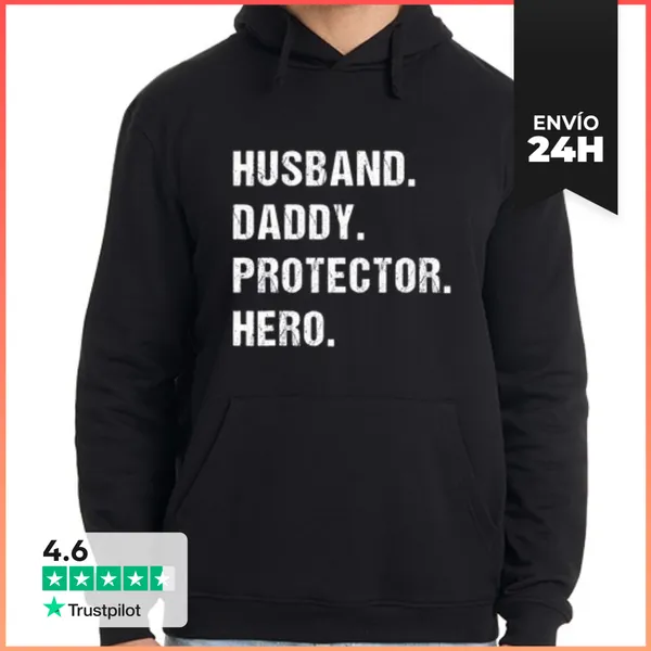 Sudadera Unisex Con Capucha Esposo Papá Protector Héroe