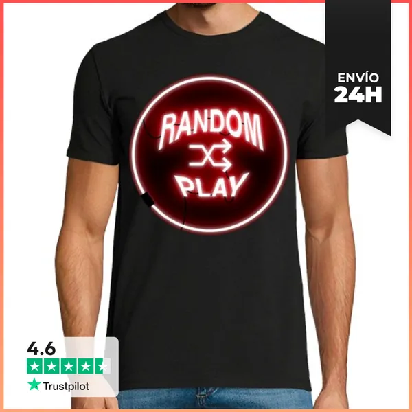 Camiseta Hombre Clásica Random Play Fondo Negro LaTostadora