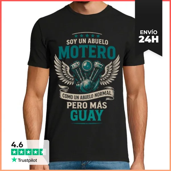 Camiseta Hombre Clásica Abuelo Motero Mas Guay Regalo Abuelos