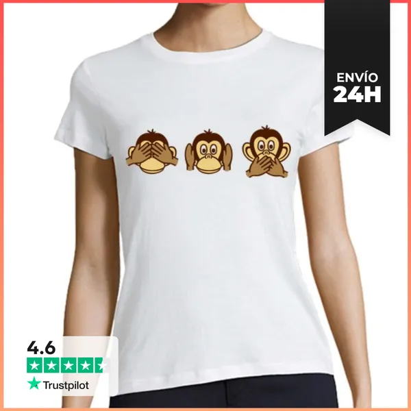 Camiseta Mujer Clásica Tres Monos LaTostadora