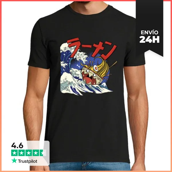Camiseta Hombre Clásica Tazón De Ramen En La Gran Ola LaTostadora