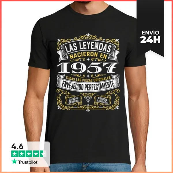 Camiseta Hombre Clásica Las Leyendas Nacieron En 1957 Regalo