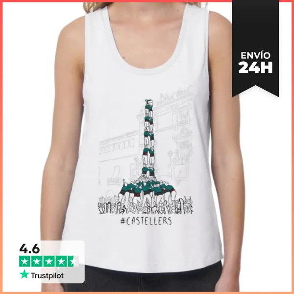 Camiseta Mujer Sin Mangas, Loose Fit Castellers - Samarreta De