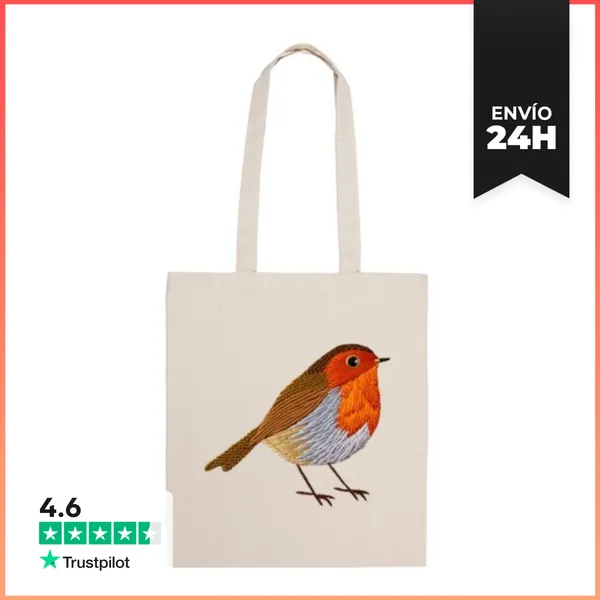 Bolsa De Tela Bolso De Mano Con Diseño De Petirrojo Bordado,