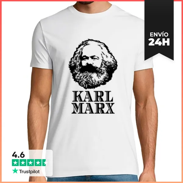 Camiseta Hombre Clásica Socialista Comunista Karl Marx Retrato