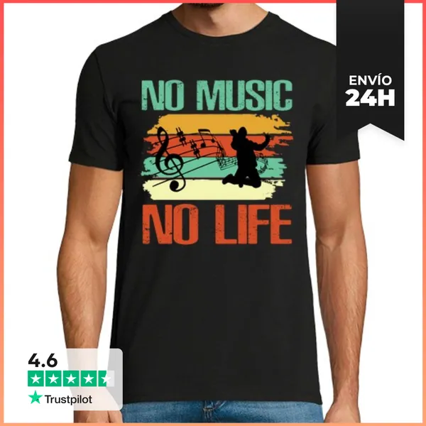 Camiseta Hombre Clásica Sin Música No Hay Vida LaTostadora