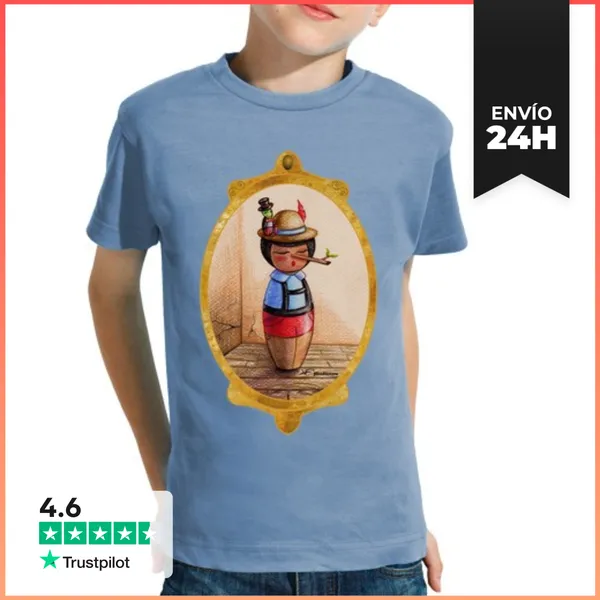 Camiseta Clásica Para Niños Kokeshi Pinocho LaTostadora
