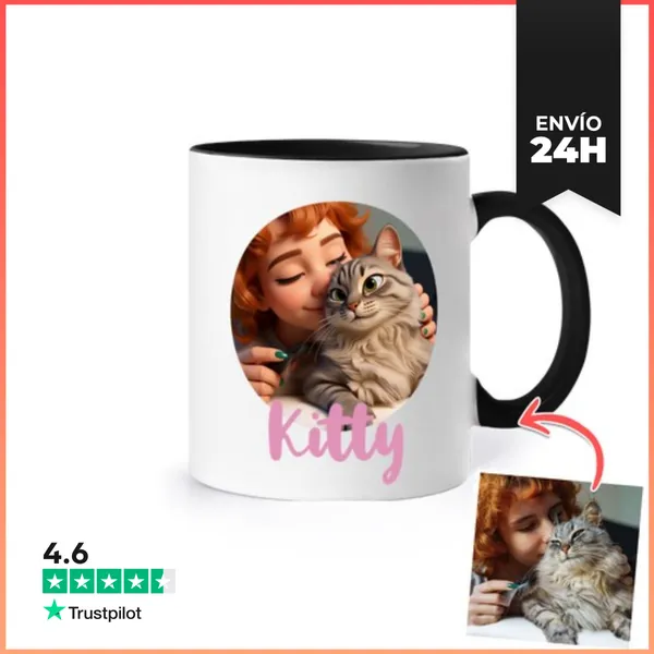 Taza De Colores Efecto Animación 3D Taza Cat Mother Coffee Lover