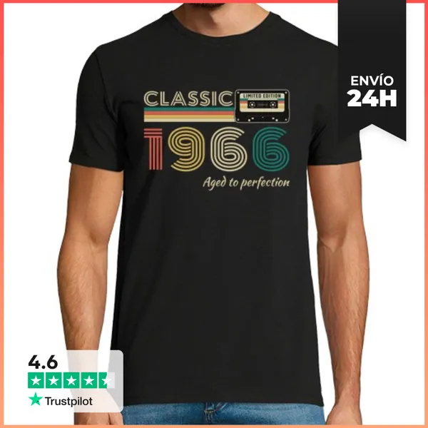 Camiseta Hombre Clásica 60 Años 1966 Vintage Regalo De Cumpleañ