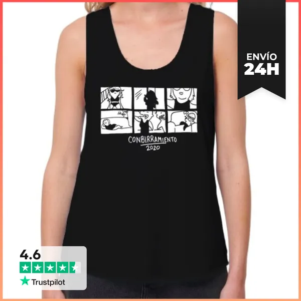 Camiseta Mujer Sin Mangas, Loose Fit Mujer, Tirantes Anchos Loose