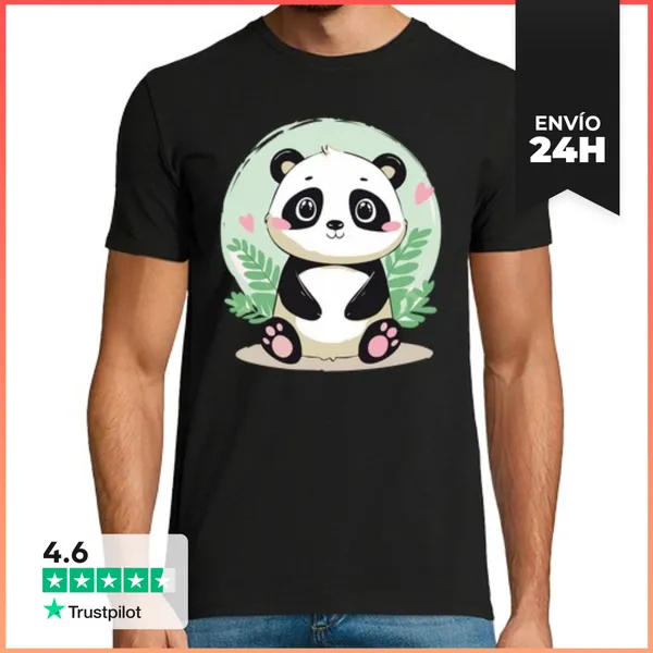 Camiseta Hombre Clásica Panda Kawaii LaTostadora