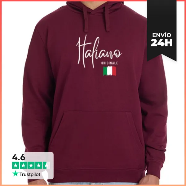 Sudadera Unisex Con Capucha Orgullo Italiano, Diseño Minimalista