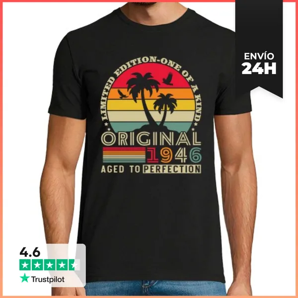 Camiseta Hombre Clásica 80 Años 1946 Vintage Cumpleaños Retro
