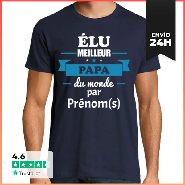 Camiseta Hombre Clásica Mejor Papá Regalo Personalizado
