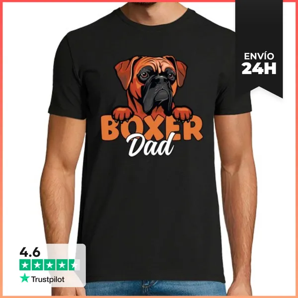 Camiseta Hombre Clásica Papá Boxeador Amante De Los Perros Perro