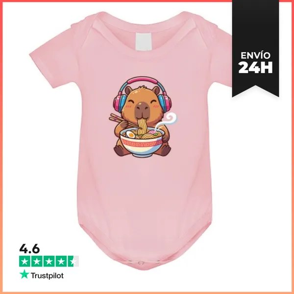 Body Bebé Kawaii Capibara Ramen Música LaTostadora