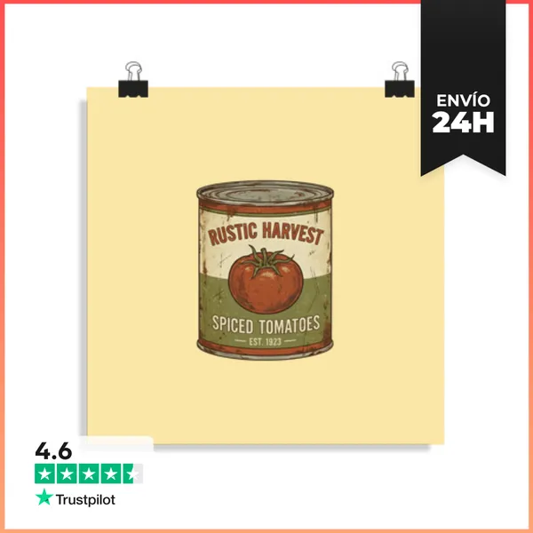 Póster Cuadrado Conserva De Tomates Vintage Rústica LaTostadora