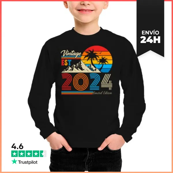 Camiseta Manga Larga Para Niños Vintage 2024 Estilo Retro