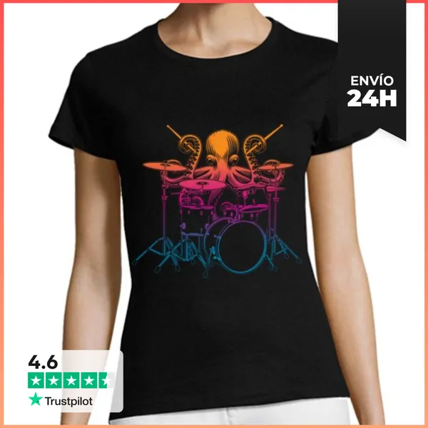 Camiseta Mujer Clásica Pulpo Bateria LaTostadora