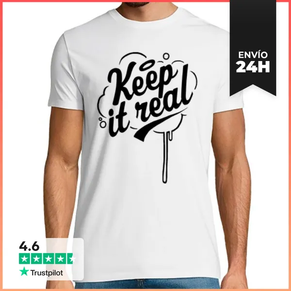 Camiseta Hombre Clásica Keep It Real 2 Negro LaTostadora