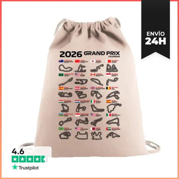 Mochila Saco Con Cuerdas F1 CALENDARIO CIRCUITOS GRANDES PREMIOS