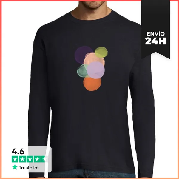 Camiseta Hombre Manga Larga Colors Colores Camiseta Oscura Manga