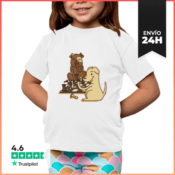 Camiseta Clásica Para Niños Perros Jugando Al Ajedrez LaTostadora