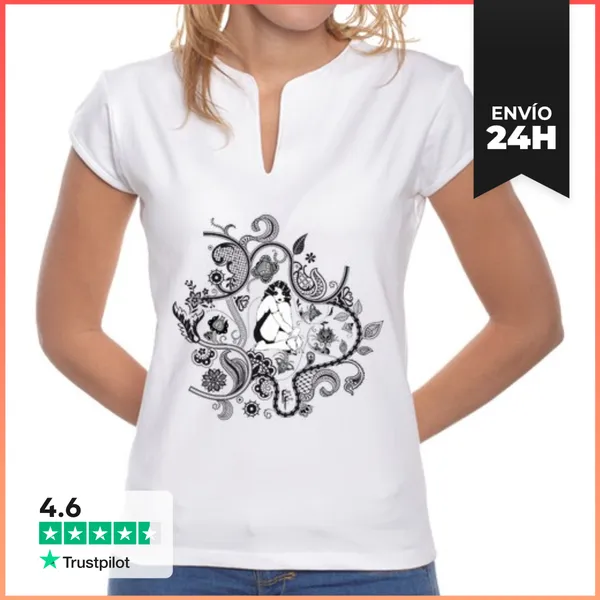 Camiseta Mujer Cuello Mao Pin Up LaTostadora