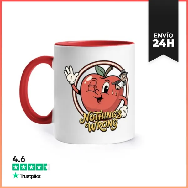 Taza De Colores Todo Está Bien - Manzana Con Gusano - Estilo