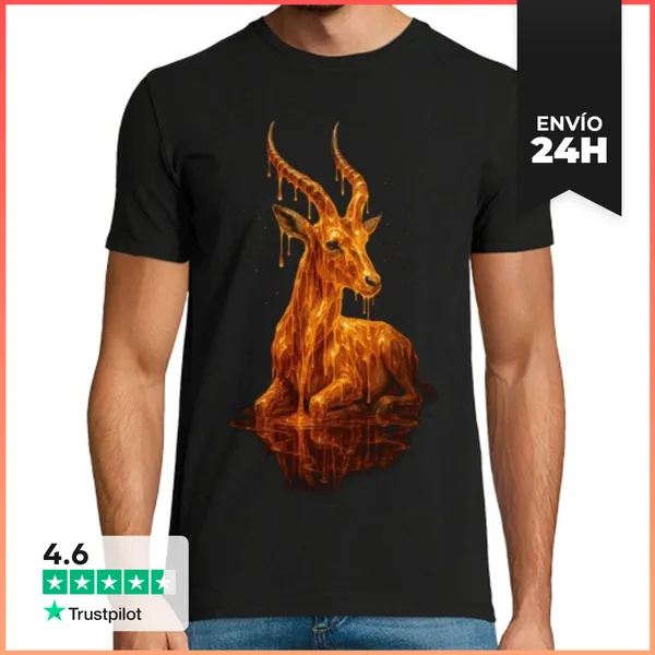 Camiseta Hombre Clásica Antilope Derretido Arte Surrealista Mie