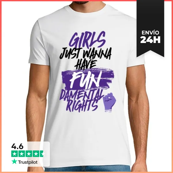 Camiseta Hombre Clásica Girls Just Wanna FUNdamental Rights 4