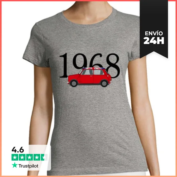 Camiseta Mujer Clásica Mini Rojo 1968. Mujer, LaTostadora